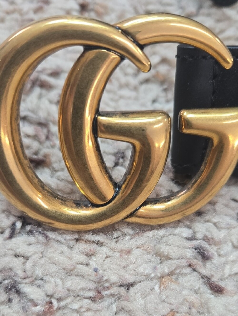 Gucci Gold Double G Logo Leather Belt Buckle - Picture 7 of 13